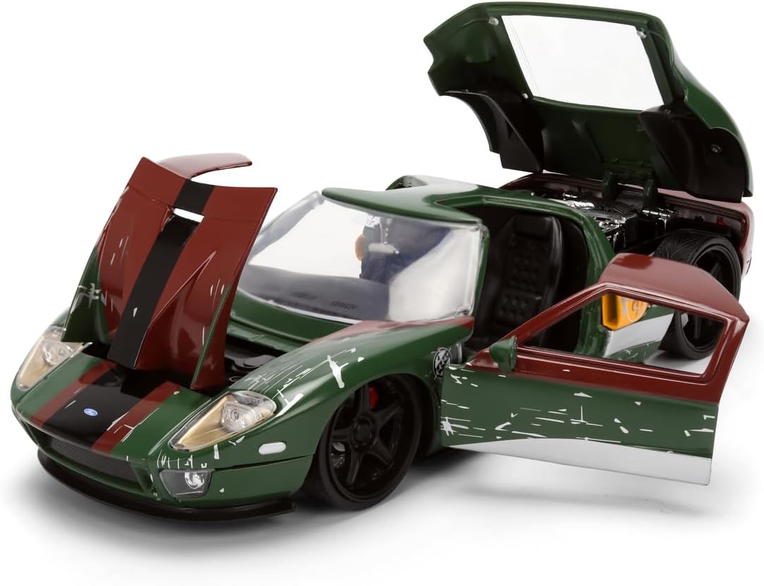 Jada Toys Star Wars Car Boba Fett - 2005 Ford GT (approx. 19 cm) Model Car 1:24 Metal with Figure, Bonnet, Doors & Boot for Opening, Die Cast, for Children and Collectors from 8 Years