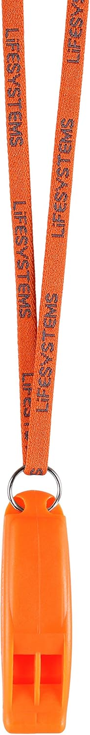 Lifesystems Safety And Emergency Whistle With Lanyard for Outdoors, Mountaineering, Boating And Signalling, Orange