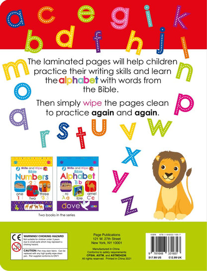 Bible Alphabet Write & Wipe Activity Kids Books - Childrens Books, Toddler Books