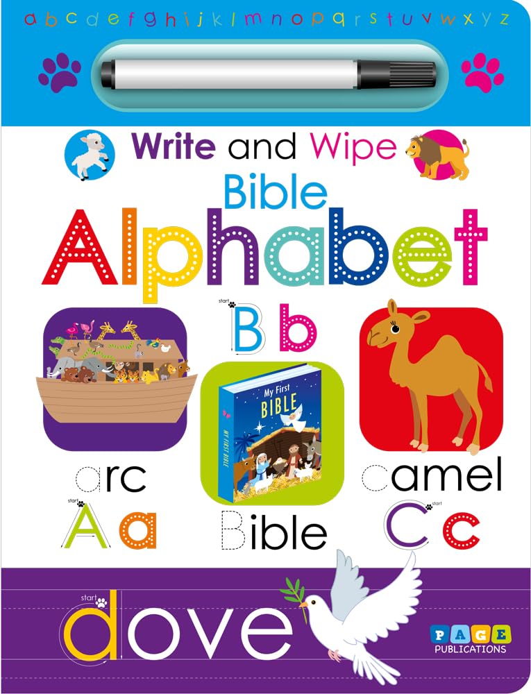 Bible Alphabet Write & Wipe Activity Kids Books - Childrens Books, Toddler Books