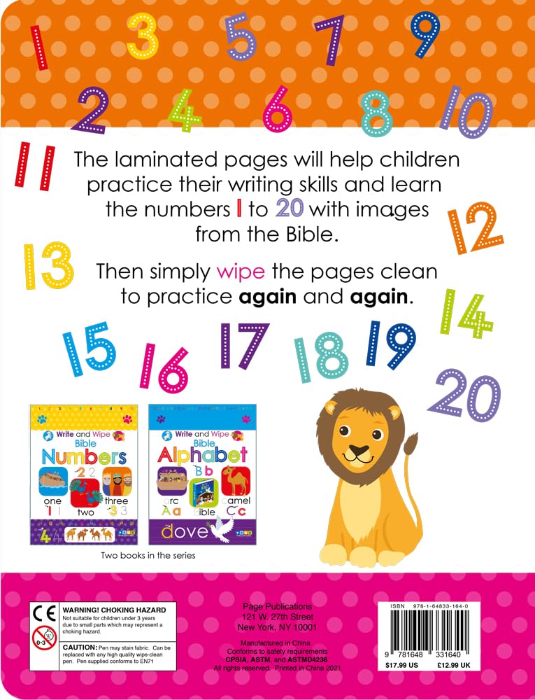 Bible Numbers - Write & Wipe Activity Kids Books - Childrens Books, Toddler Books
