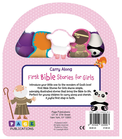 Carry Along First Bible Stories for Girls (Board Book) — Toddler Bible Storybook with Handle, Faith-Based Gift for Girls