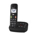 Panasonic KX-TGU130EXB Telefono Cordless Digitale con Segreteria Telefonica, Unità Base e 1 Ricevitore, Display LCD, Tasti Grandi, Fav Call, Compatibile con gli Apparecchi Acustici, Nero