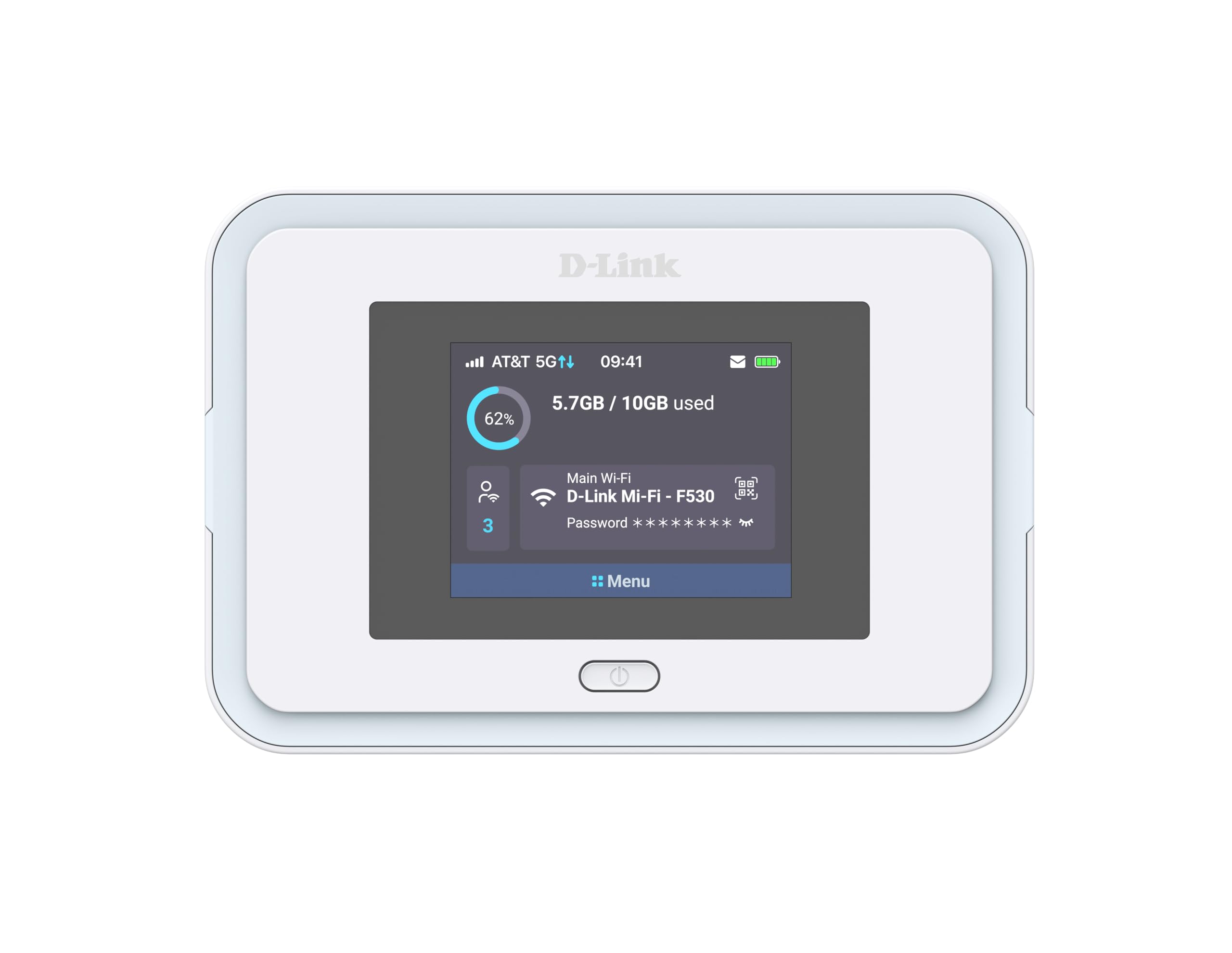 D-Link F530 5G NR AX3000 Wi-Fi 6 Mobile Hotspot, Portable 5G Router, Up to 7.01 Gbps, 2.4" Touchscreen, Connect 32 Devices, 5260 mAh Battery, USB-C PD, microSD File Sharing, SIM Slot, Travel Router