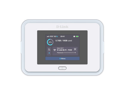 D-Link F530 5G NR AX3000 Wi-Fi 6 Mobile Hotspot, Portable 5G Router, Up to 7.01 Gbps, 2.4" Touchscreen, Connect 32 Devices, 5260 mAh Battery, USB-C PD, microSD File Sharing, SIM Slot, Travel Router