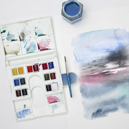Winsor & Newton acuarela Cotman - Set de 14 medio godets de acuarela, colores surtidos