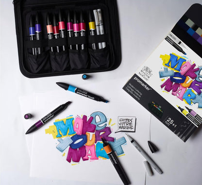 Winsor & Newton - Promarker Set, Modern Lettering 25Pcs+Walle (839997)
