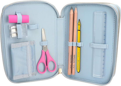 Topmodel - Topmodel Triple Pencil Case - Festival Fun - Cream, Light Blue
