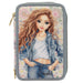 Topmodel - Topmodel Triple Pencil Case - Festival Fun - Cream, Light Blue