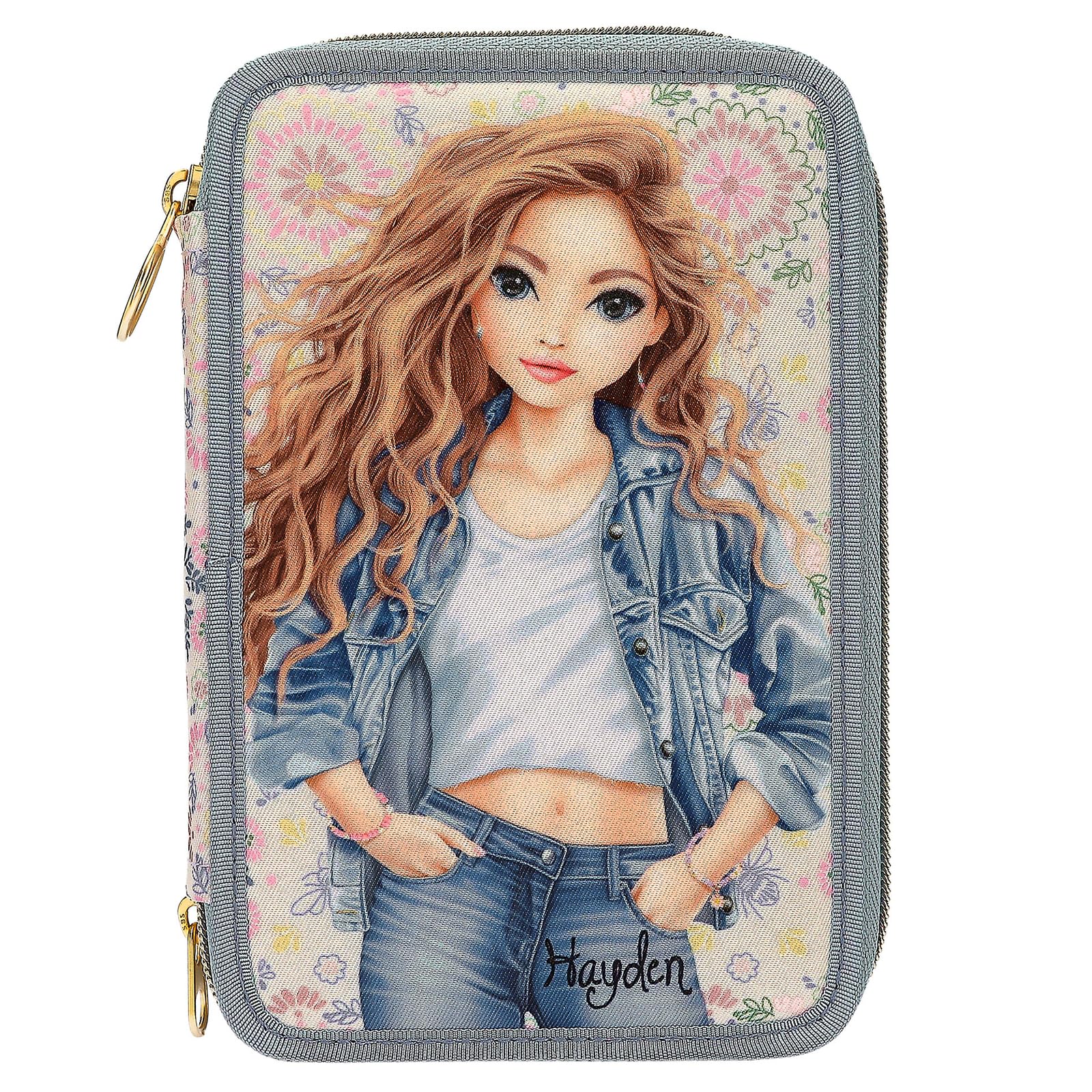 Topmodel - Topmodel Triple Pencil Case - Festival Fun - Cream, Light Blue