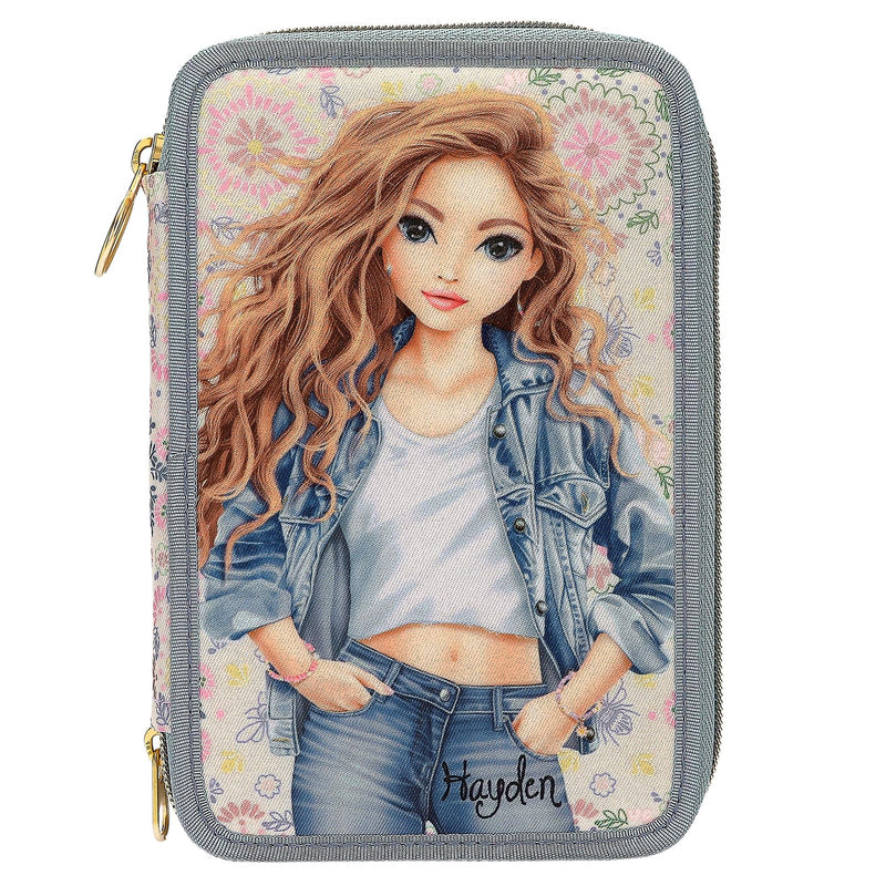 Topmodel - Topmodel Triple Pencil Case - Festival Fun - Cream, Light Blue