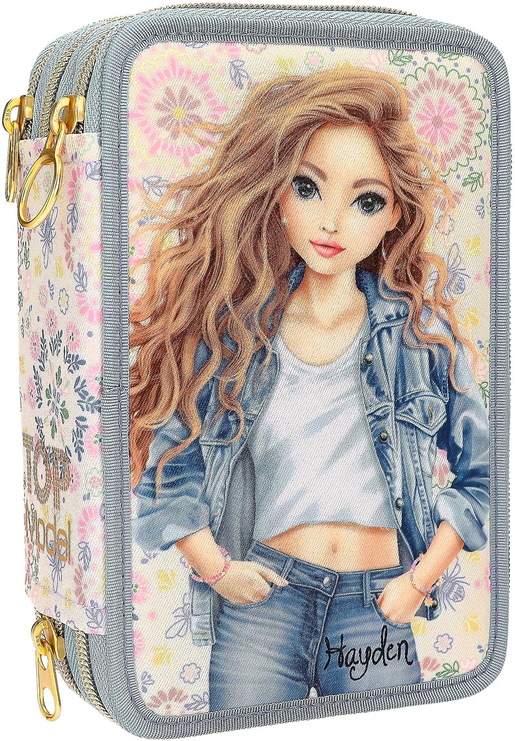 Topmodel - Topmodel Triple Pencil Case - Festival Fun - Cream, Light Blue