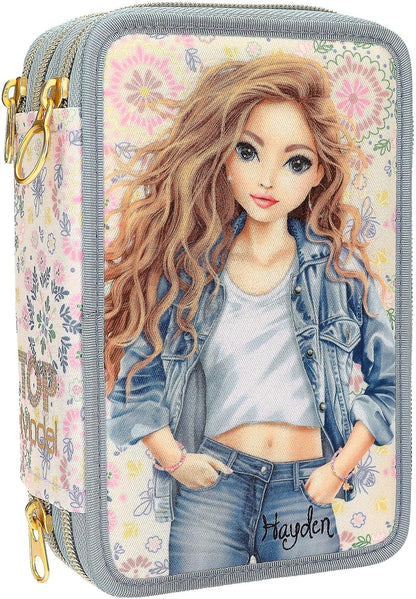 Topmodel - Topmodel Triple Pencil Case - Festival Fun - Cream, Light Blue