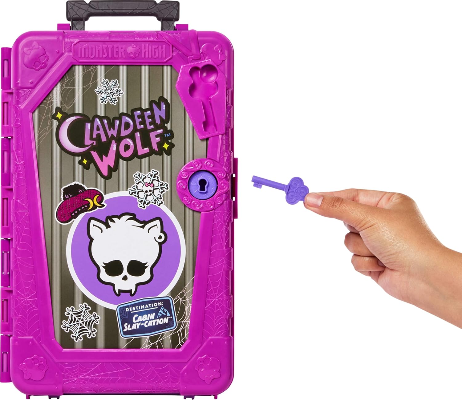 Monster High Monstrueux Secrets Coffret Clawdeen Wolf avec poupée et accessoires, destination : Chalet squelettastique, avec une valise et plus de 19 surprises (vêtements inclus), JMG65