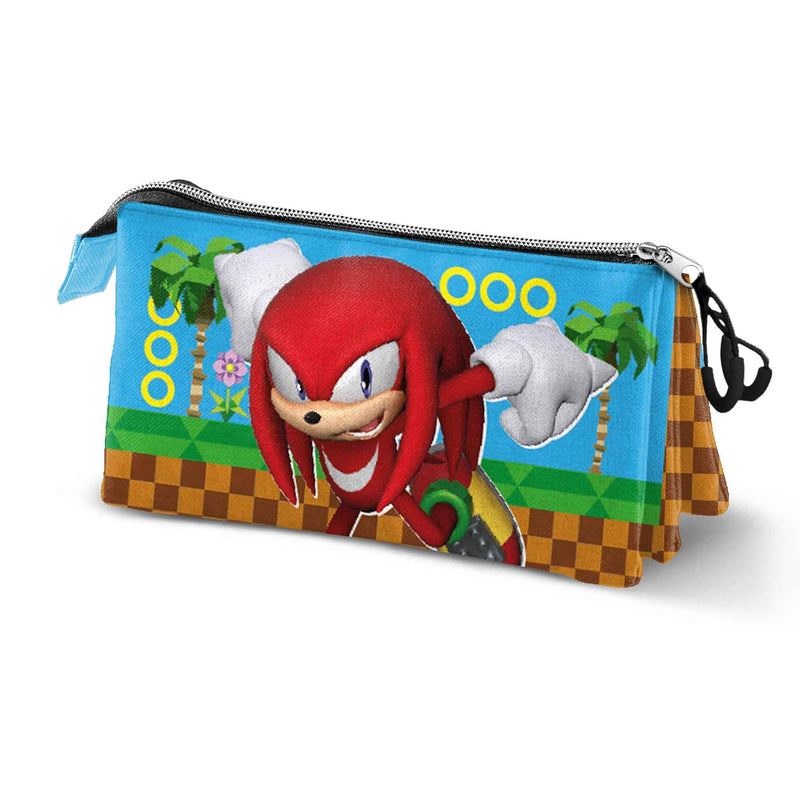 Knuckles Run-Dreifach Federmäppchen, Mehrfarbig, 23 x 11 cm