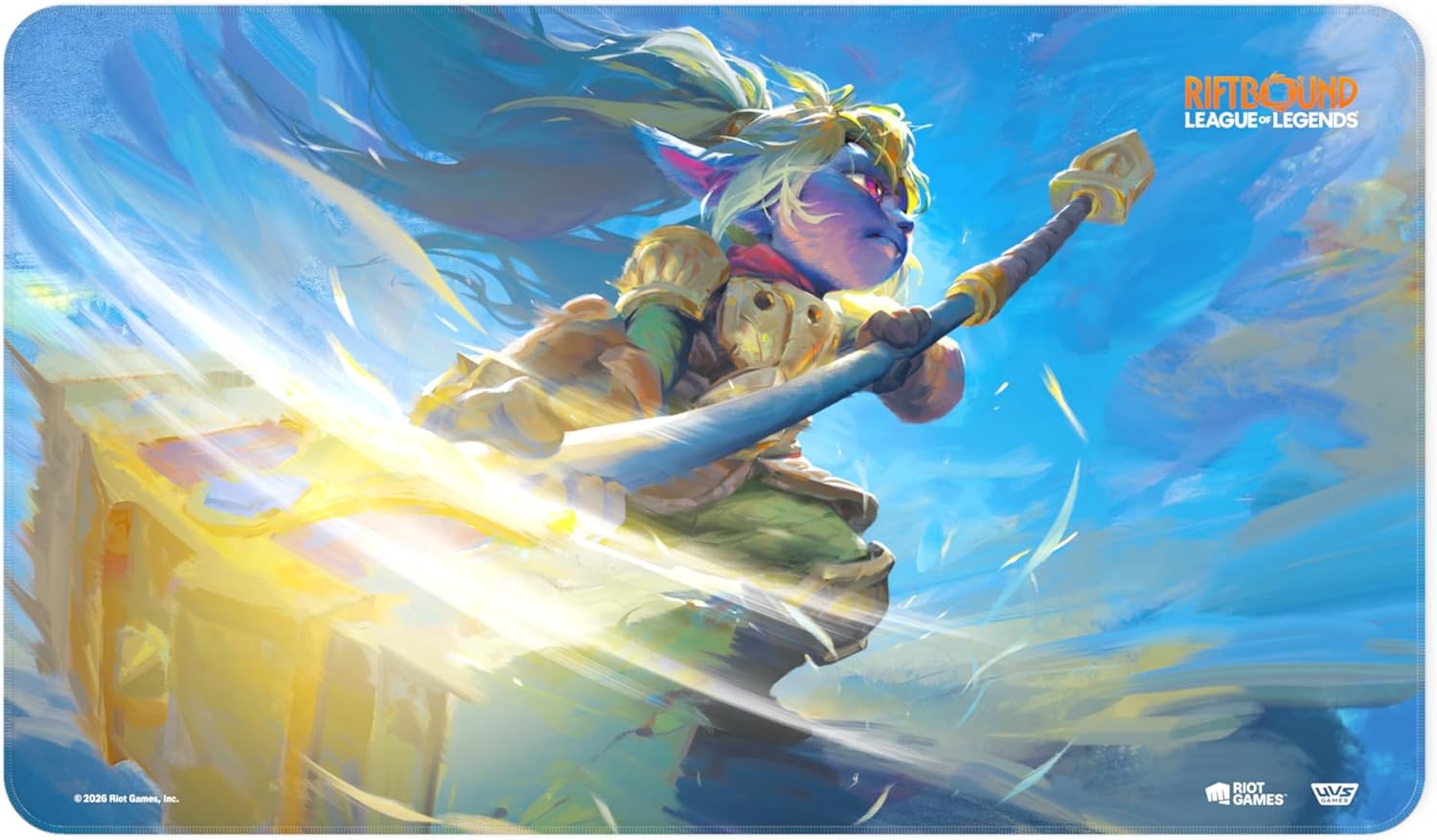 Riftbound: League of Legends TCG – Unleashed “Poppy, Keeper of the Hammer” Playmat | Official Bound Edge Gaming Playmat | 24 x 14 Inches
