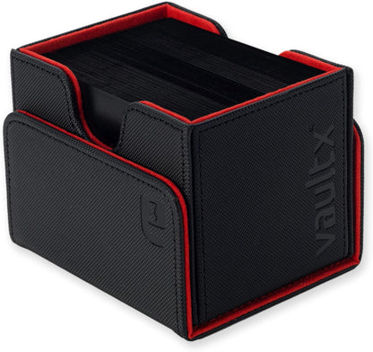 Vault X Sideloading Deck Box, 100+ Sleeved Trading Cards, Exo-Tec Material, Detachable Magnetic Lid (Black/Red