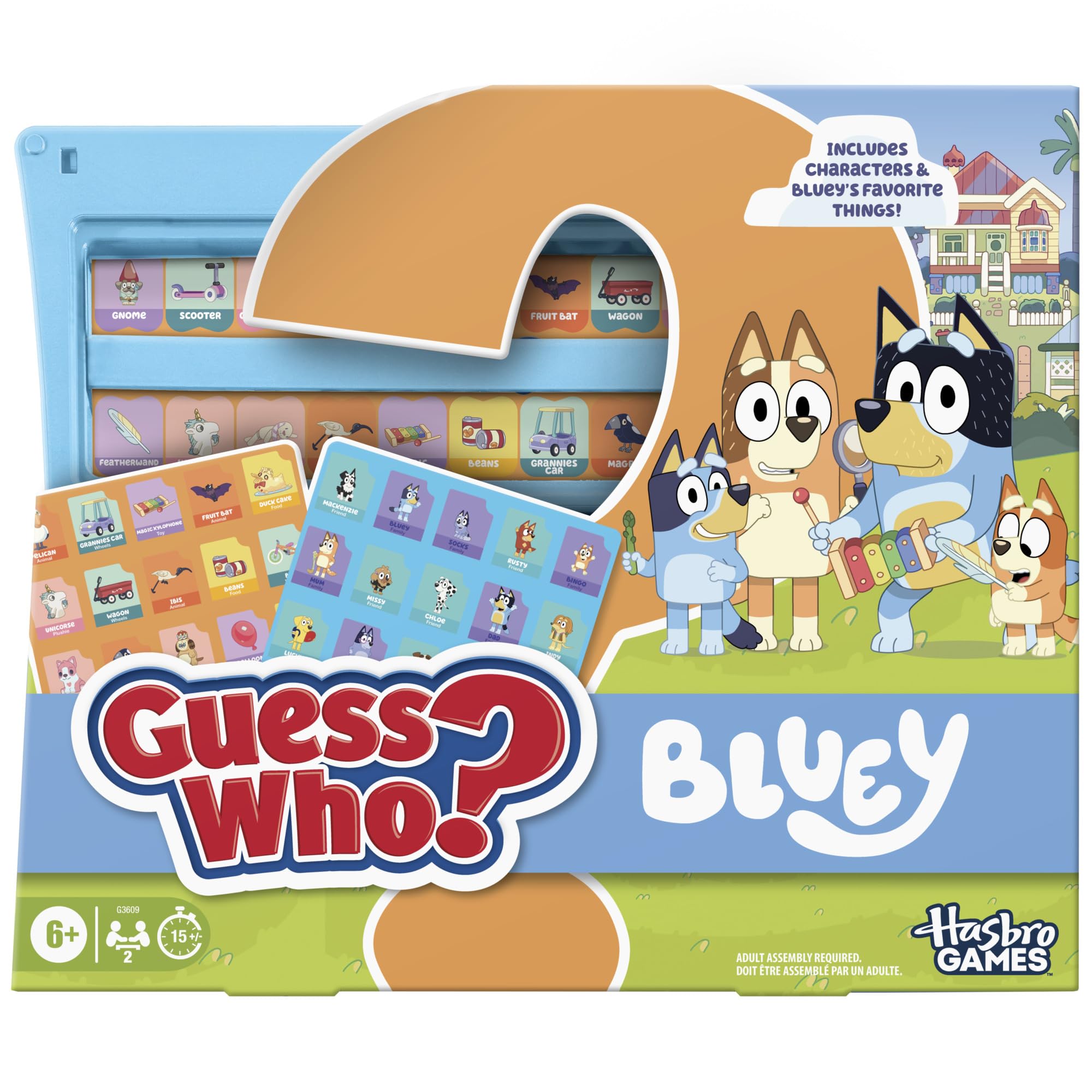 Hasbro Gaming Guess Who? Bluey Edition Game | Bluey Characters and Objects | Fun Kids Board Games for Families | 2 Players | 15 Mins | Travel Friendly | Ages 6+ - English Version