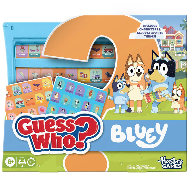 Hasbro Gaming Guess Who? Bluey Edition Game | Bluey Characters and Objects | Fun Kids Board Games for Families | 2 Players | 15 Mins | Travel Friendly | Ages 6+ - English Version