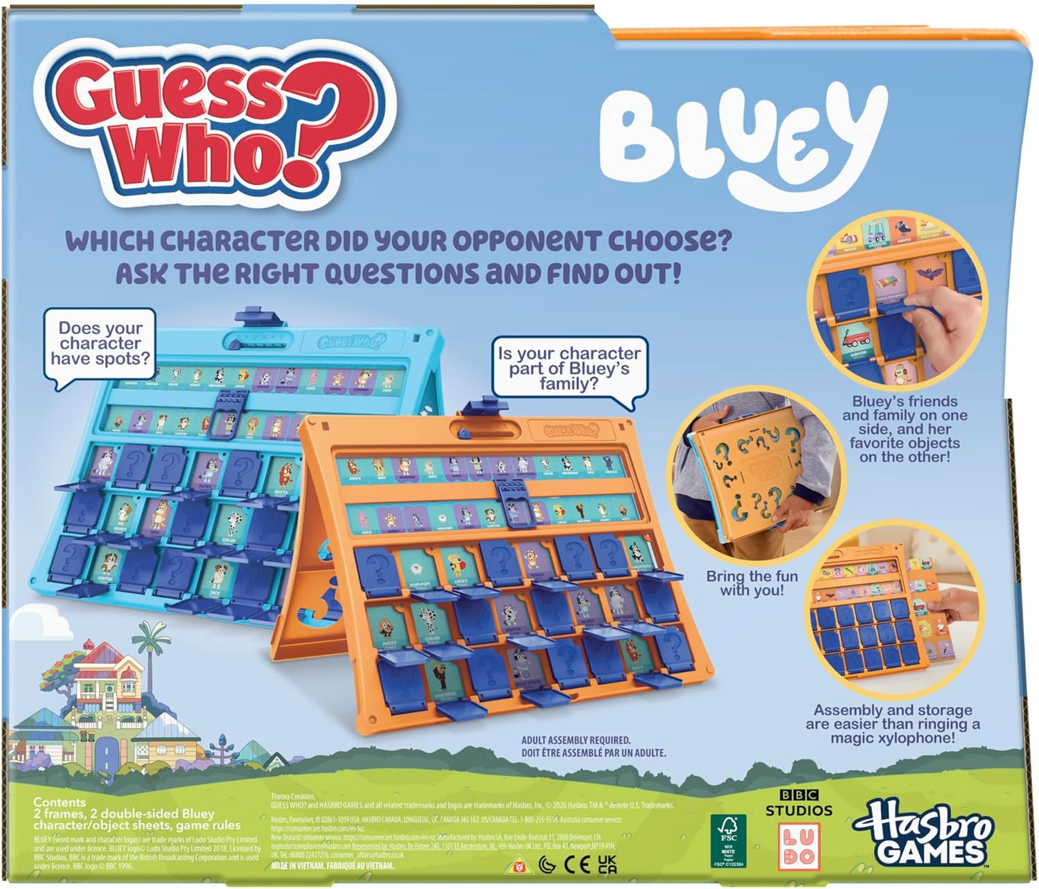 Hasbro Gaming Guess Who? Bluey Edition Game | Bluey Characters and Objects | Fun Kids Board Games for Families | 2 Players | 15 Mins | Travel Friendly | Ages 6+ - English Version
