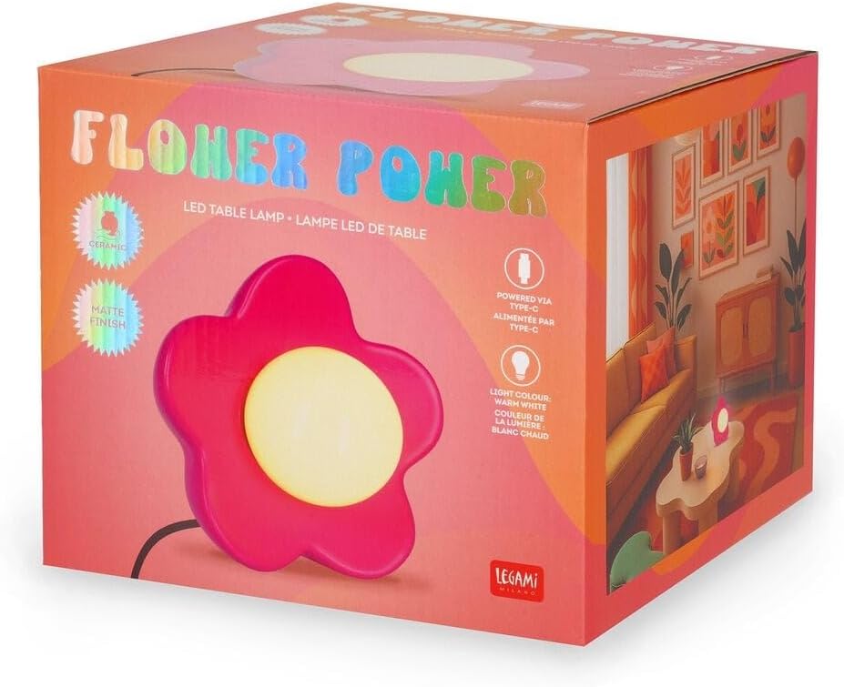 Legami LED Table Lamp – Matte Pink – Flower Power