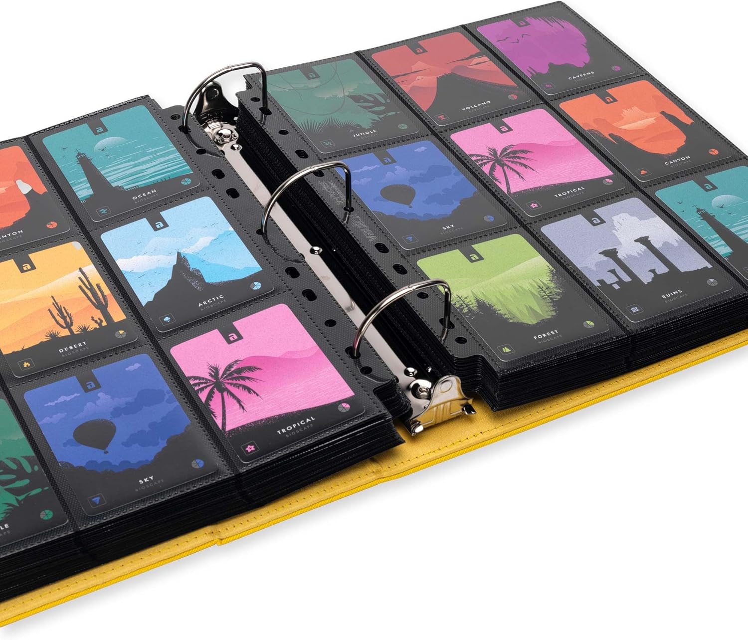 Vault X Large Ring Binder, 900 Cards, fits 9 Pocket Pages, Exo-Tec Material, 3 D-Ring Folder, for Trading Cards (Yellow)