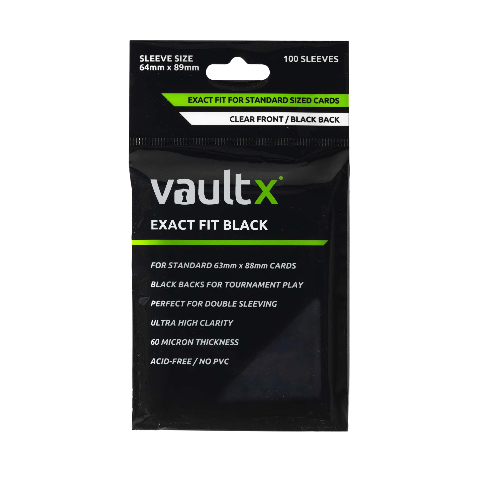 Vault X Black Exact Fit Card Sleeves (100 Pack) Perfect Inner Sleeve with Black Backs for Competitive Tournament Play, for Trading Cards