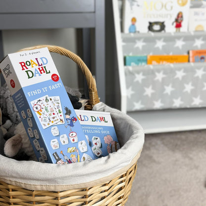 Roald Dahl Find It Fast Card Game, Ages 5+, 2-4 Players, Family Dice Game, Blue and White