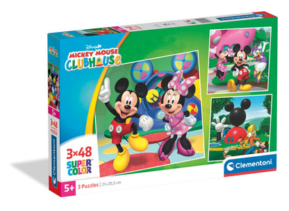 Clementoni Micky Maus Wunderhaus Kinder Puzzle 3 x 48 Teile - Micky Maus Puzzle 32 x 22 cm für Kinder ab 4 Jahre - Puzzle von Clementoni 25005