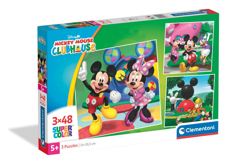 Clementoni Micky Maus Wunderhaus Kinder Puzzle 3 x 48 Teile - Micky Maus Puzzle 32 x 22 cm für Kinder ab 4 Jahre - Puzzle von Clementoni 25005