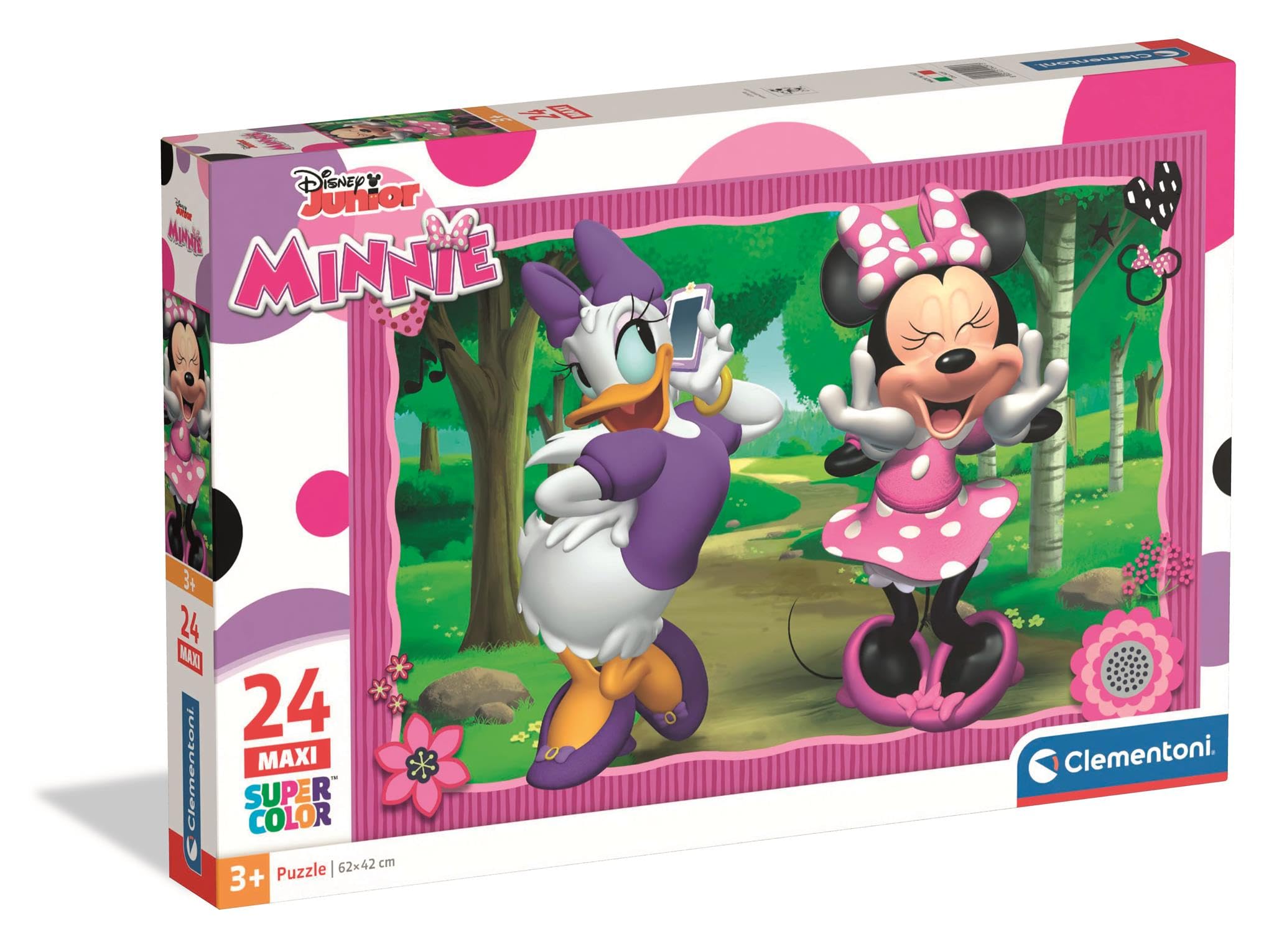 Clementoni Puzzle Maxi Disney Minnie 24 Stücke - für Kindern 3-6 Jahre, Cartoon, Geschenk für Kinder, Made in Italy, 24091