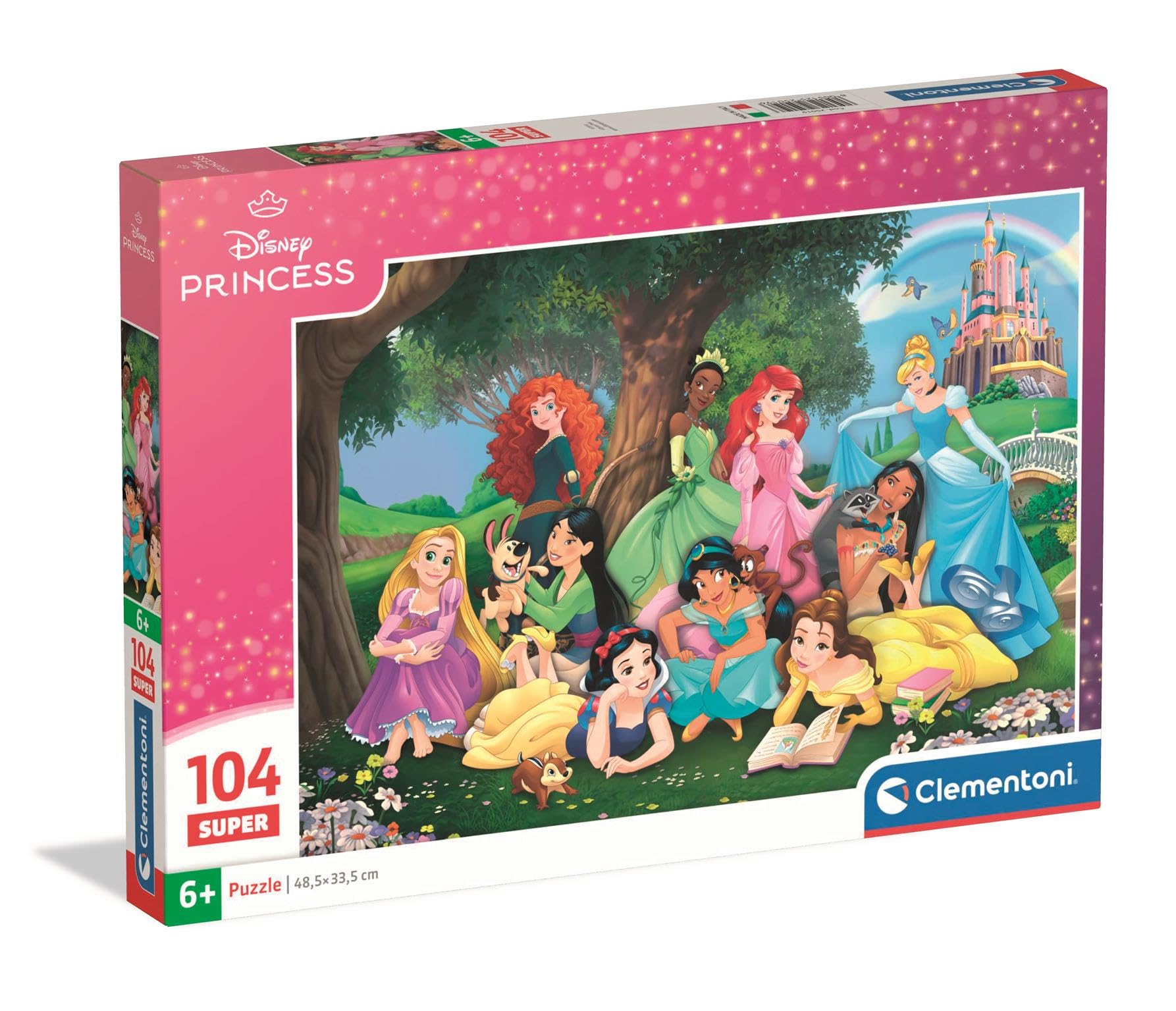 Clementoni Supercolor Disney Princess - Puzzle 104 Teile ab 6 Jahren - buntes Kinderpuzzle mit besonderer Leuchtkraft & Farbintensität - Puzzle für Kinder 25019