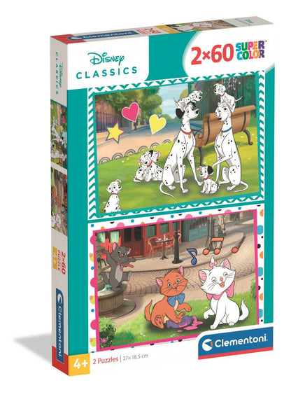 Clementoni Disney Classics Kinder Puzzle 2 x 60 Teile - Disney Puzzle 27 x 19 cm für Kinder ab 4 Jahre - Geschicklichkeitsspiel von Clementoni 24836