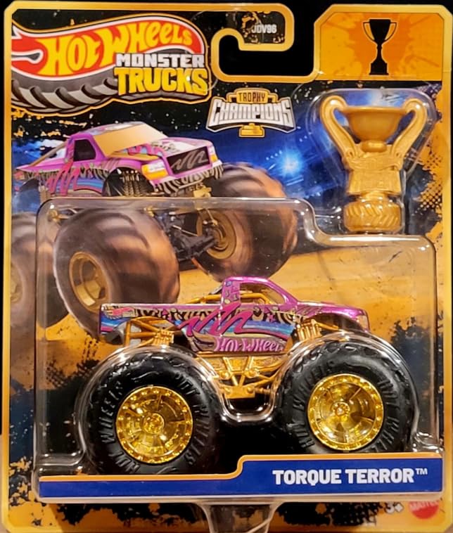 Hot Wheels Monster Trucks Trophy Champions Torque Terror  Includes Toy Trophy! 1:64 Scale Diecast Toy Vehicle