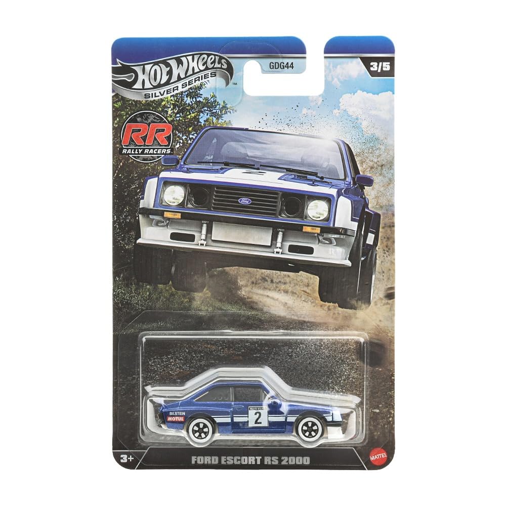 Hot Wheels Silver Series Rally Racers Ford Escort RS 2000  3/5, 1:64 Scale Diecast Toy Vehicle
