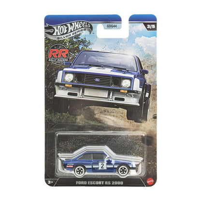 Hot Wheels Silver Series Rally Racers Ford Escort RS 2000  3/5, 1:64 Scale Diecast Toy Vehicle