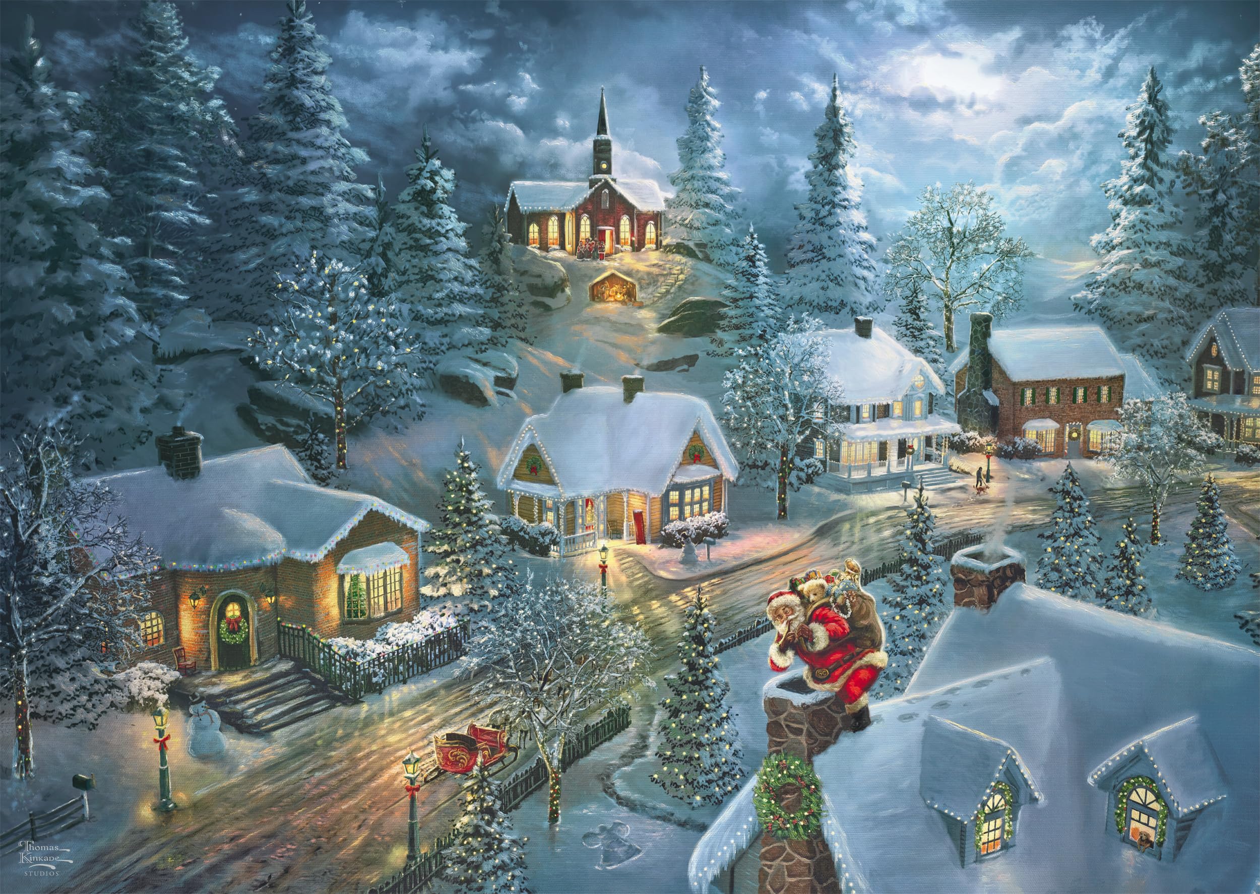 Schmidt | Thomas Kinkade: Santa's Silent Night | 1,000 Piece Jigsaw Puzzle | Ages 14+