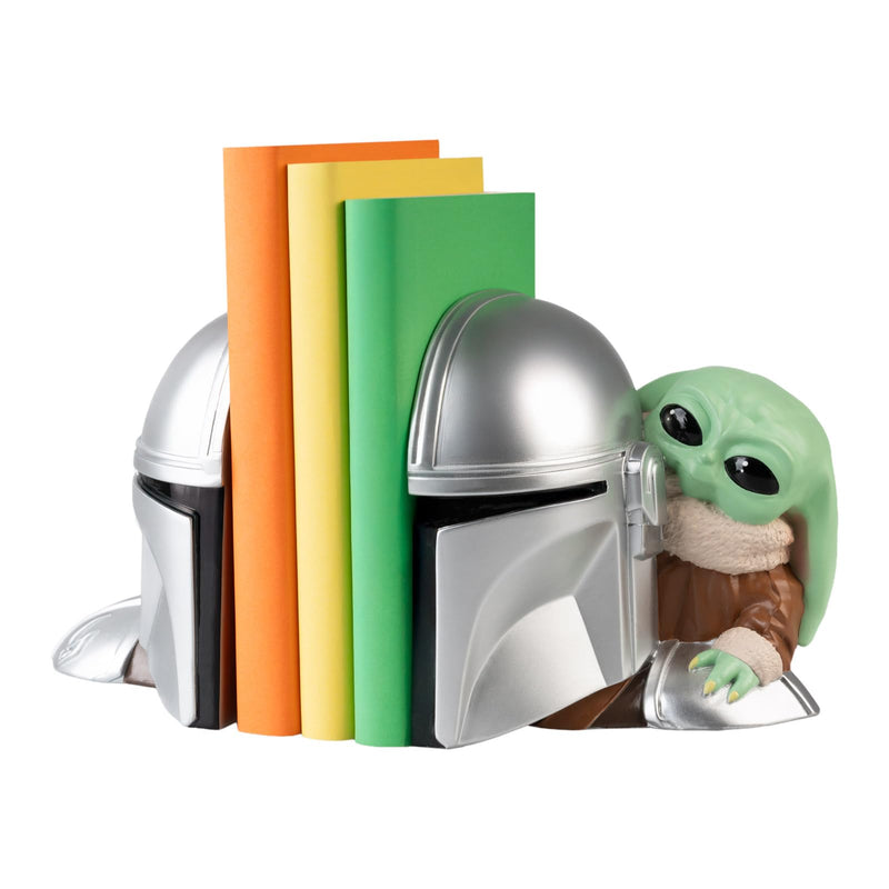 Grupo Erik Fermalibri per Mensole Star Wars, The Mandalorian e Grogu - Ferma Libri per Libreria in Resina con Casco Mandaloriano | Reggilibri Decorativo (12,3 x 15,4 x 14,9 cm
