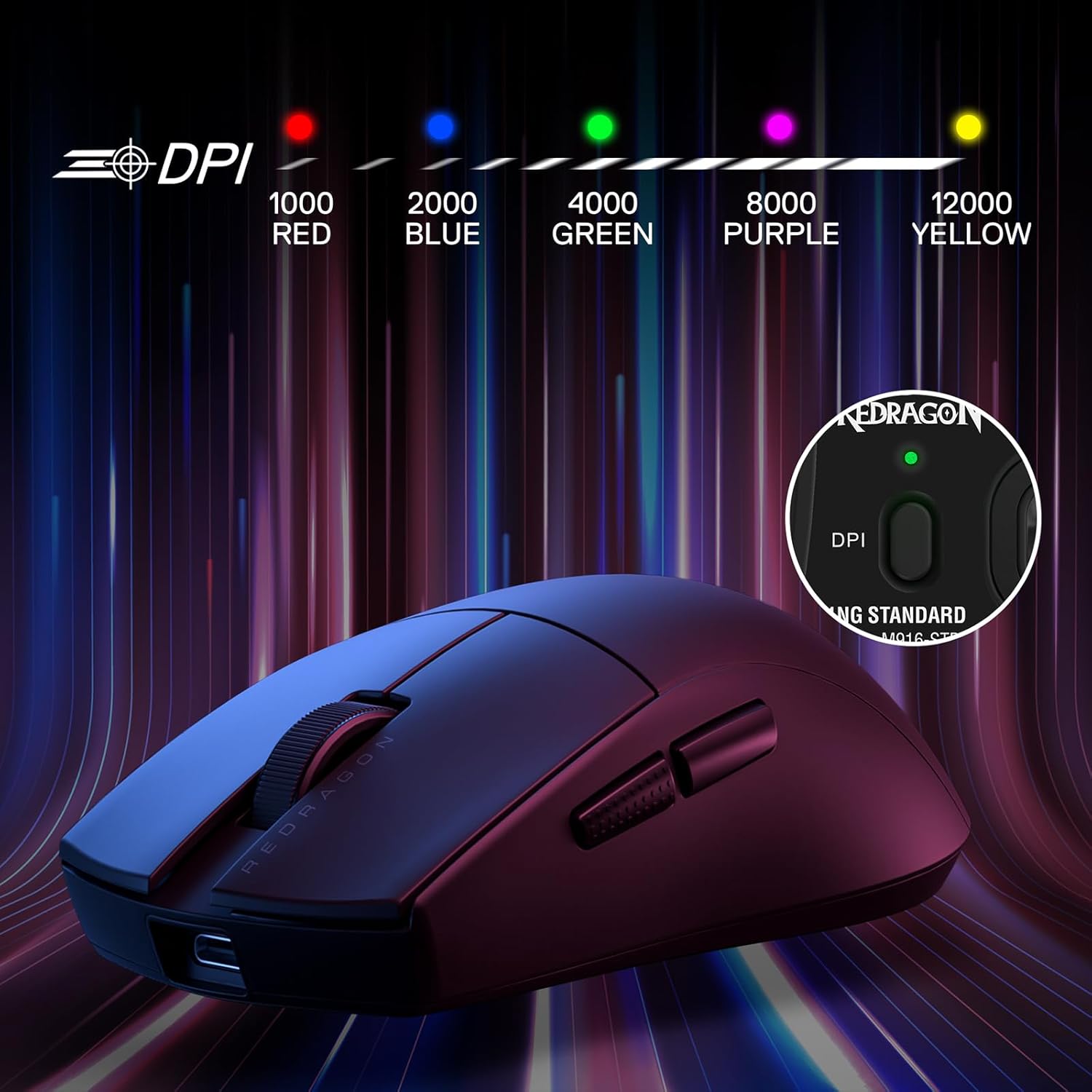 Mouse - Redragon K1Ng Standard M916-Std-1K 2.4G/Bt/Wired - Black