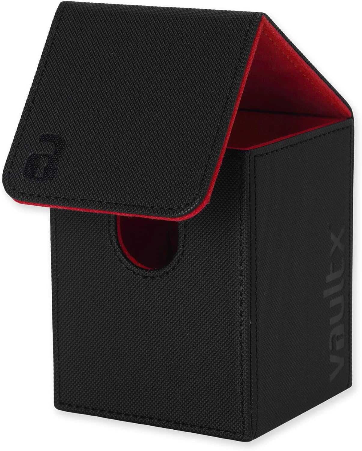 Vault X Toploading Deck Box, 80+ Sleeved Trading Cards, Exo-Tec Material, Magnetic Lid (Black/Red