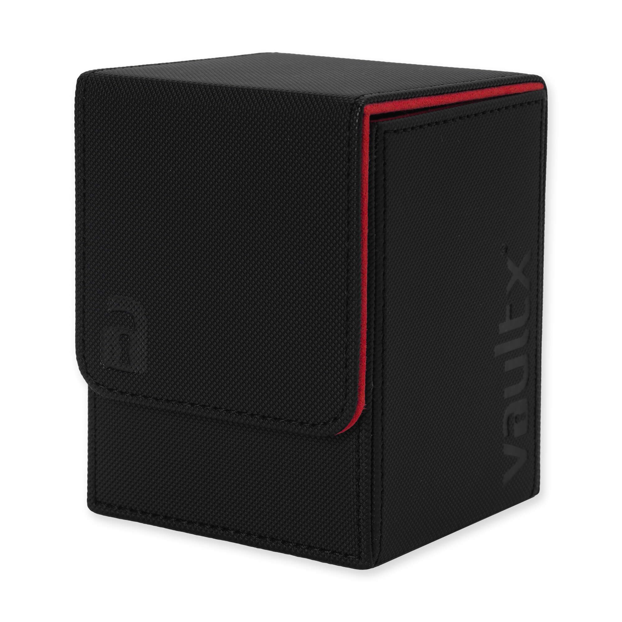 Vault X Toploading Deck Box, 80+ Sleeved Trading Cards, Exo-Tec Material, Magnetic Lid (Black/Red