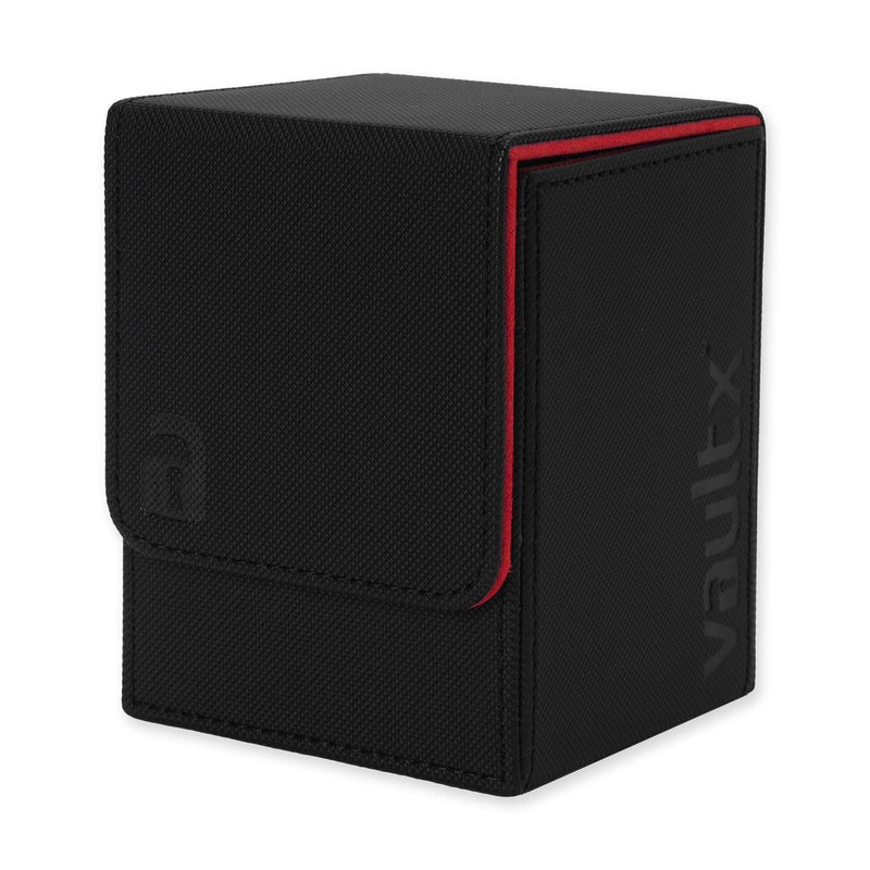 Vault X Toploading Deck Box, 80+ Sleeved Trading Cards, Exo-Tec Material, Magnetic Lid (Black/Red