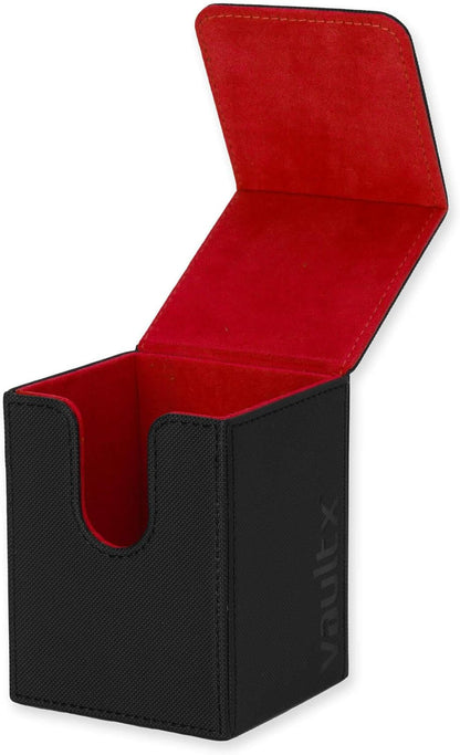 Vault X Toploading Deck Box, 80+ Sleeved Trading Cards, Exo-Tec Material, Magnetic Lid (Black/Red