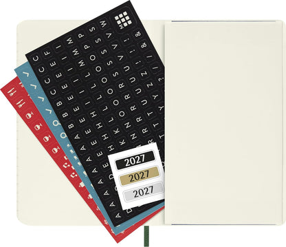 Moleskine Daily Planner 2027, Soft Cover 12 Month Diary with Elastic Closure, Pocket Size 9x14 Cm, Myrtle Green