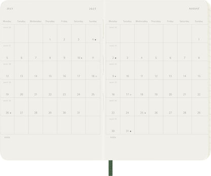 Moleskine Daily Planner 2027, Soft Cover 12 Month Diary with Elastic Closure, Pocket Size 9x14 Cm, Myrtle Green