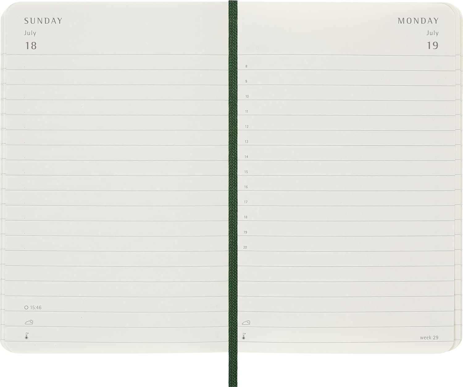 Moleskine Daily Planner 2027, Soft Cover 12 Month Diary with Elastic Closure, Pocket Size 9x14 Cm, Myrtle Green