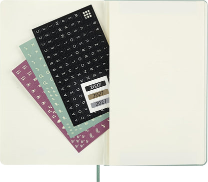 Moleskine Weekly Planner 2027, Hard Cover 12 Month Diary with Space for Notes and Elastic Closure, Large 13x21 Cm, Sage Green