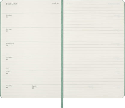 Moleskine Weekly Planner 2027, Hard Cover 12 Month Diary with Space for Notes and Elastic Closure, Large 13x21 Cm, Sage Green