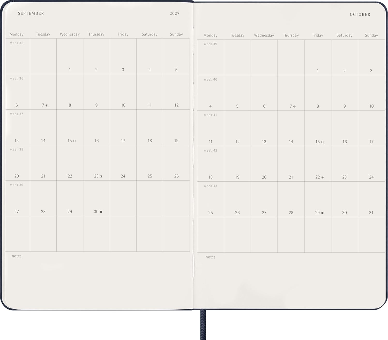 Moleskine Daily Planner 2027, Hard Cover 12 Month Diary with Elastic Closure, Large 13x21 Cm, Sapphire Blue