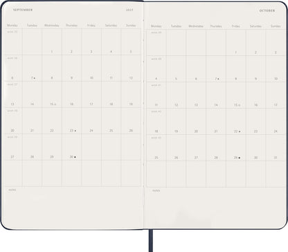 Moleskine Daily Planner 2027, Hard Cover 12 Month Diary with Elastic Closure, Large 13x21 Cm, Sapphire Blue